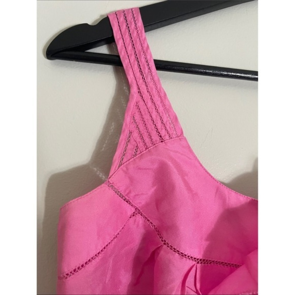 Postmark Anthropologie Tank Top Silk Cotton Ruffle Pink 2 Sleeveless Blouse - Picture 5 of 16